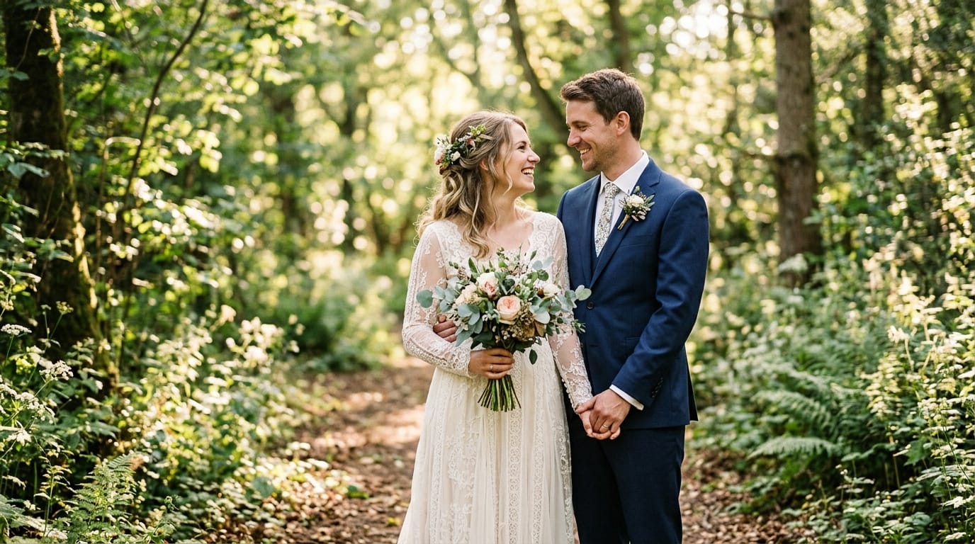 Wedding couple golden hour