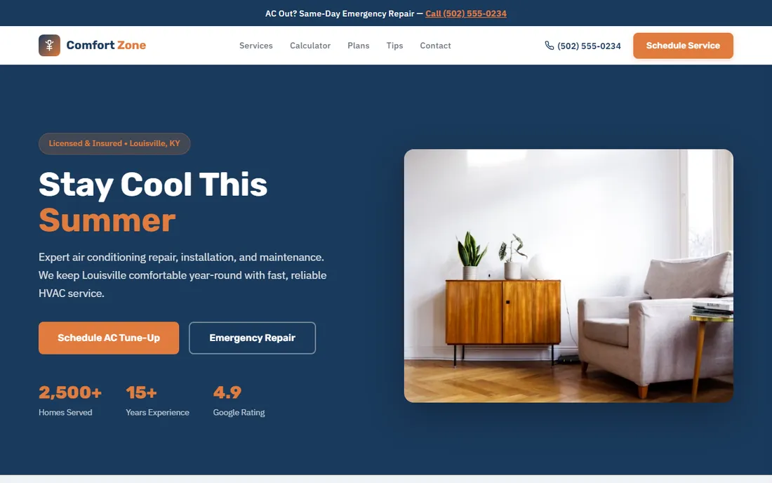 Comfort Air — HVAC website demo